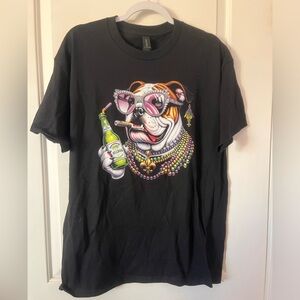 Black T-Shirt with Bulldog Graphic Tshirt